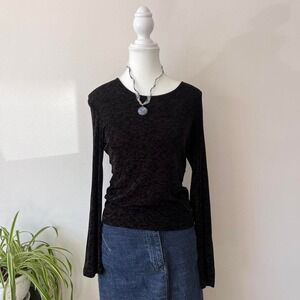 Vintage Donna Velvet Burnout Long Sleeve Womens Sz S/M Brown Fairycore vampire